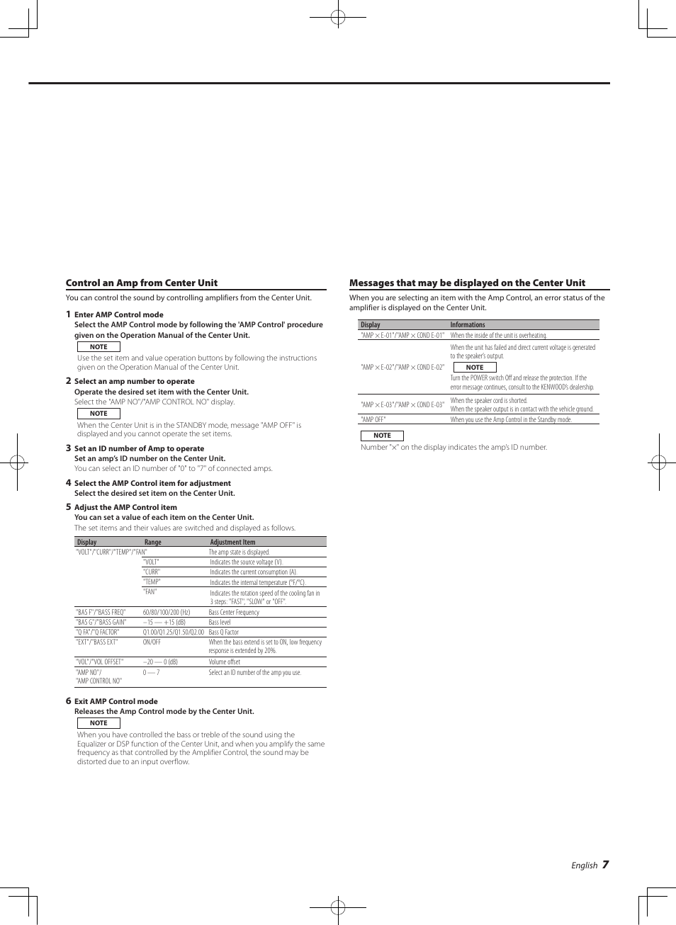 Kenwood eXcelon KAC-X811D User Manual | Page 7 / 28