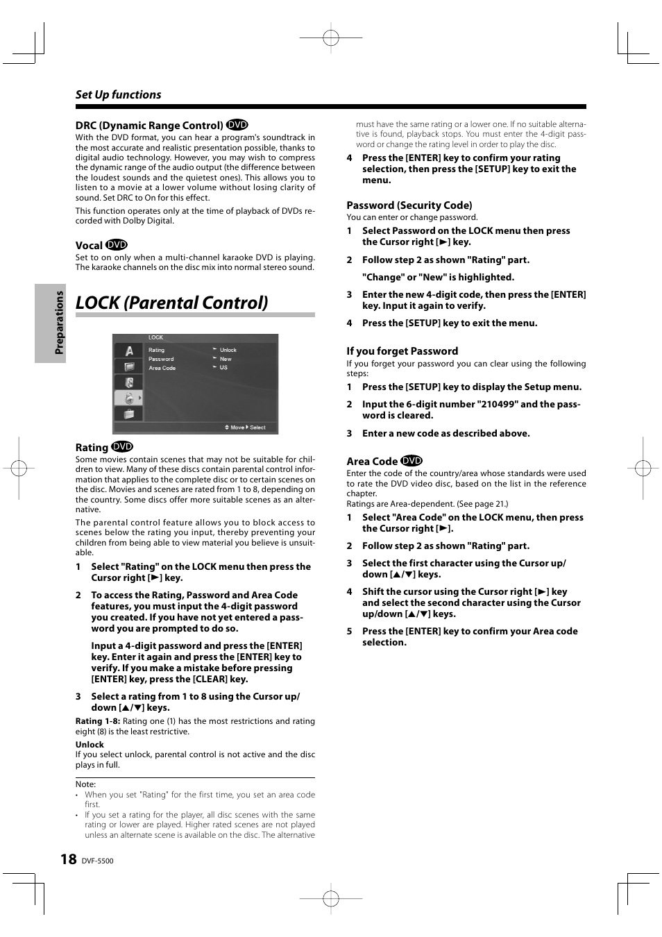 Lock (parental control) | Kenwood DVF-5500 User Manual | Page 18 / 36