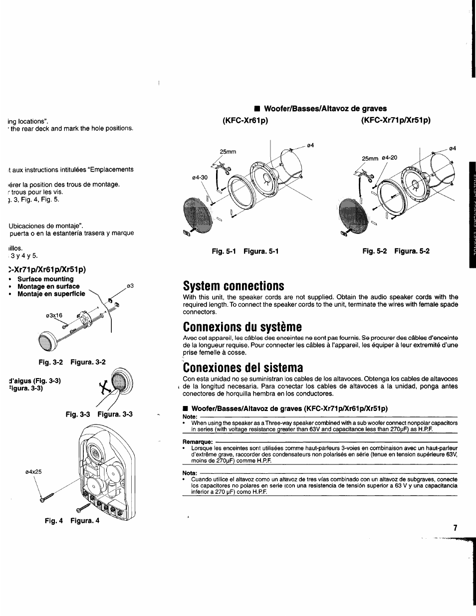 System connections, Connexions du système, Conexiones del sistema | Kenwood DV-505 User Manual | Page 7 / 15