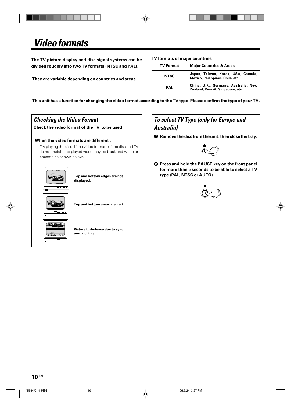 Video formats, Checking the video format | Kenwood DVF-3300 User Manual | Page 10 / 36