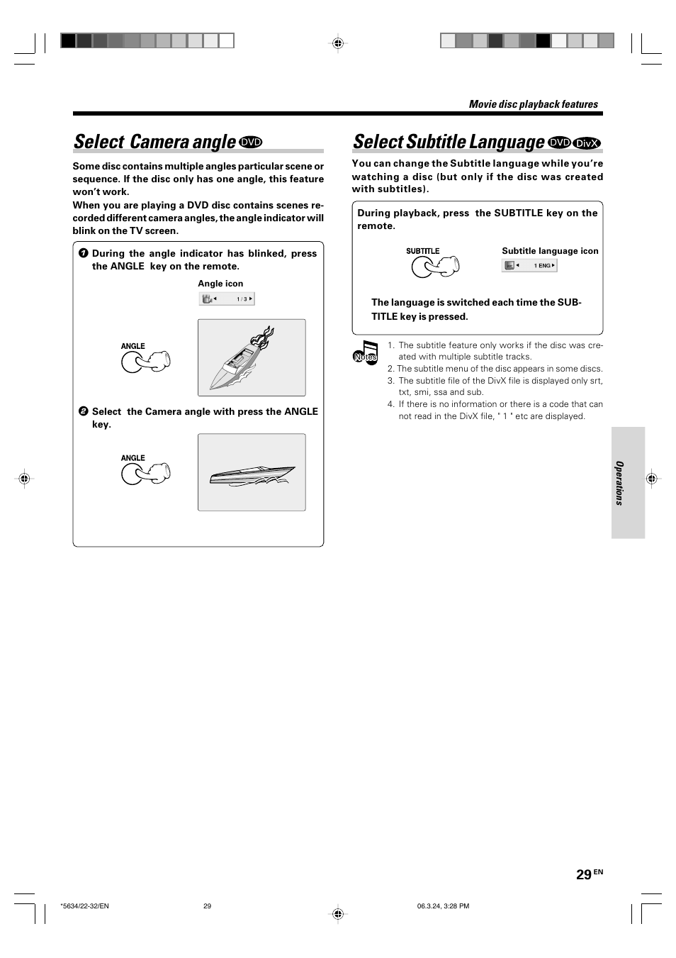 Select camera angle, Select subtitle language | Kenwood DVF-3300 User Manual | Page 29 / 36