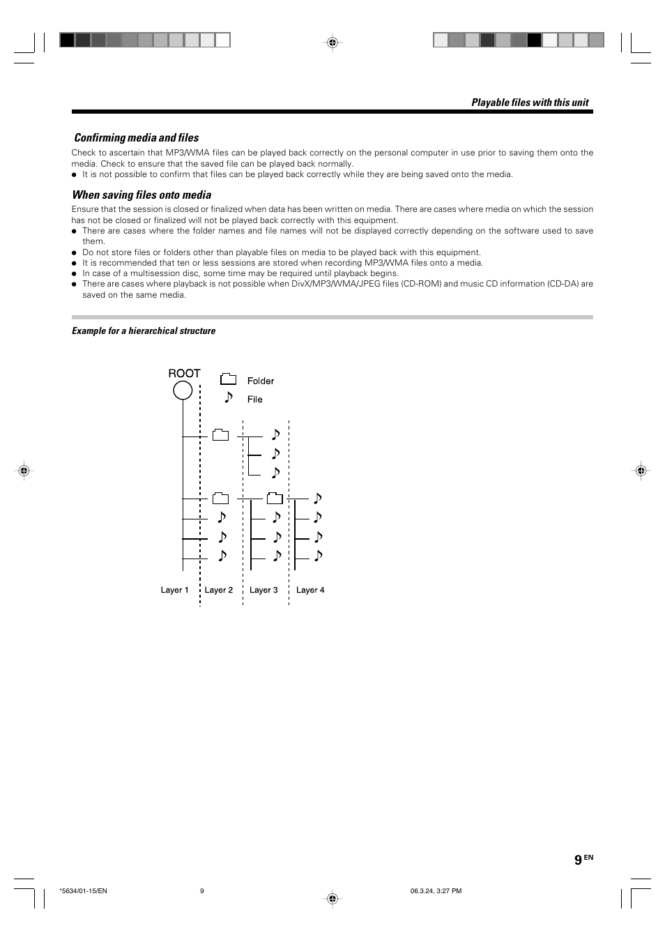 Confirming media and files, When saving files onto media | Kenwood DVF-3300 User Manual | Page 9 / 36