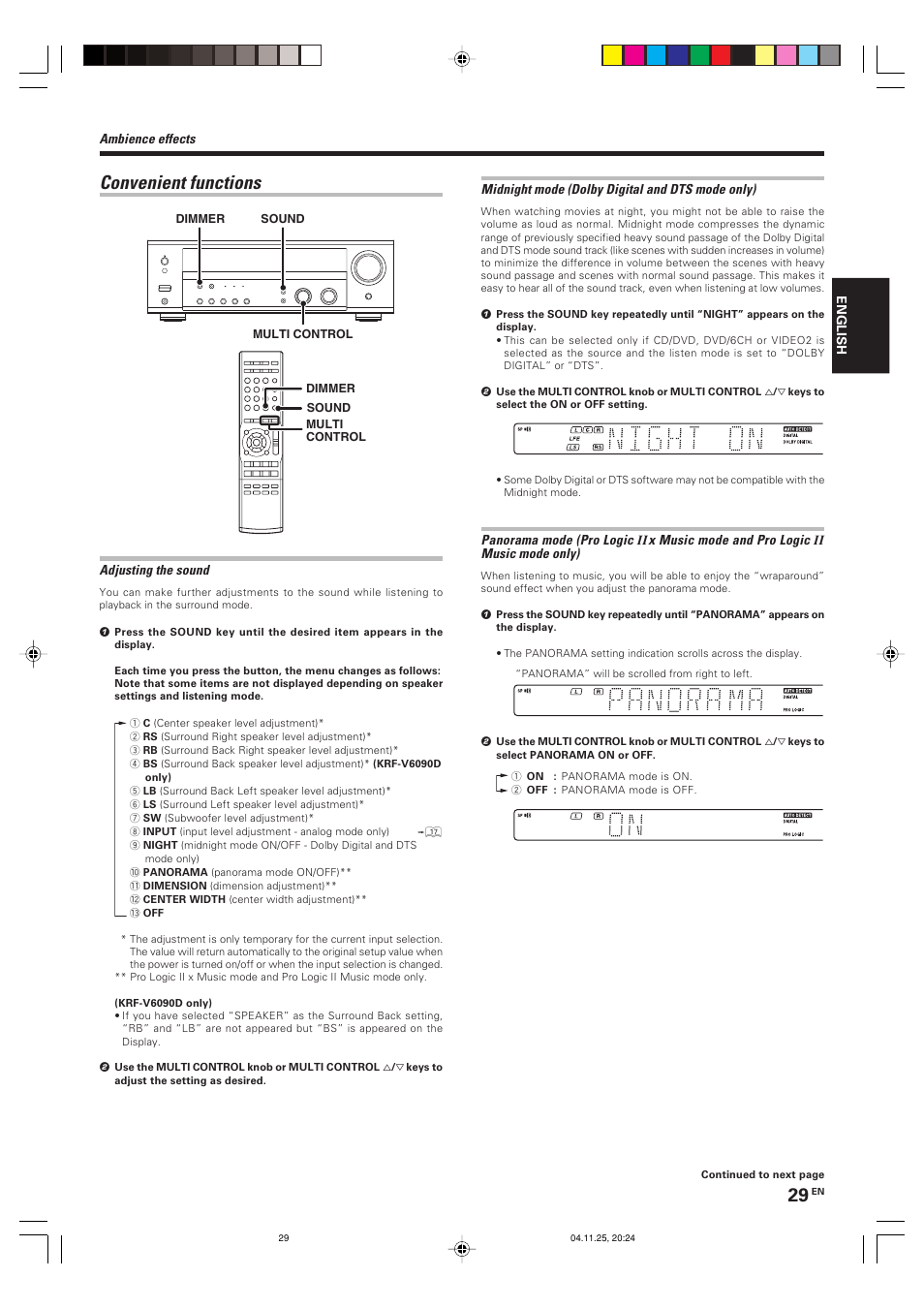 Convenient functions | Kenwood KRF-V5090D User Manual | Page 29 / 36