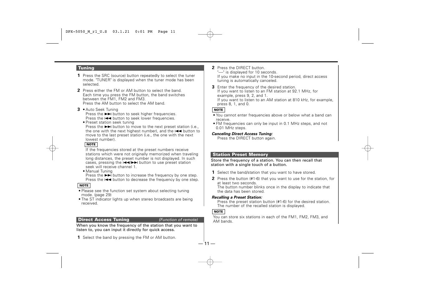 Kenwood DPX-4020 User Manual | Page 11 / 40