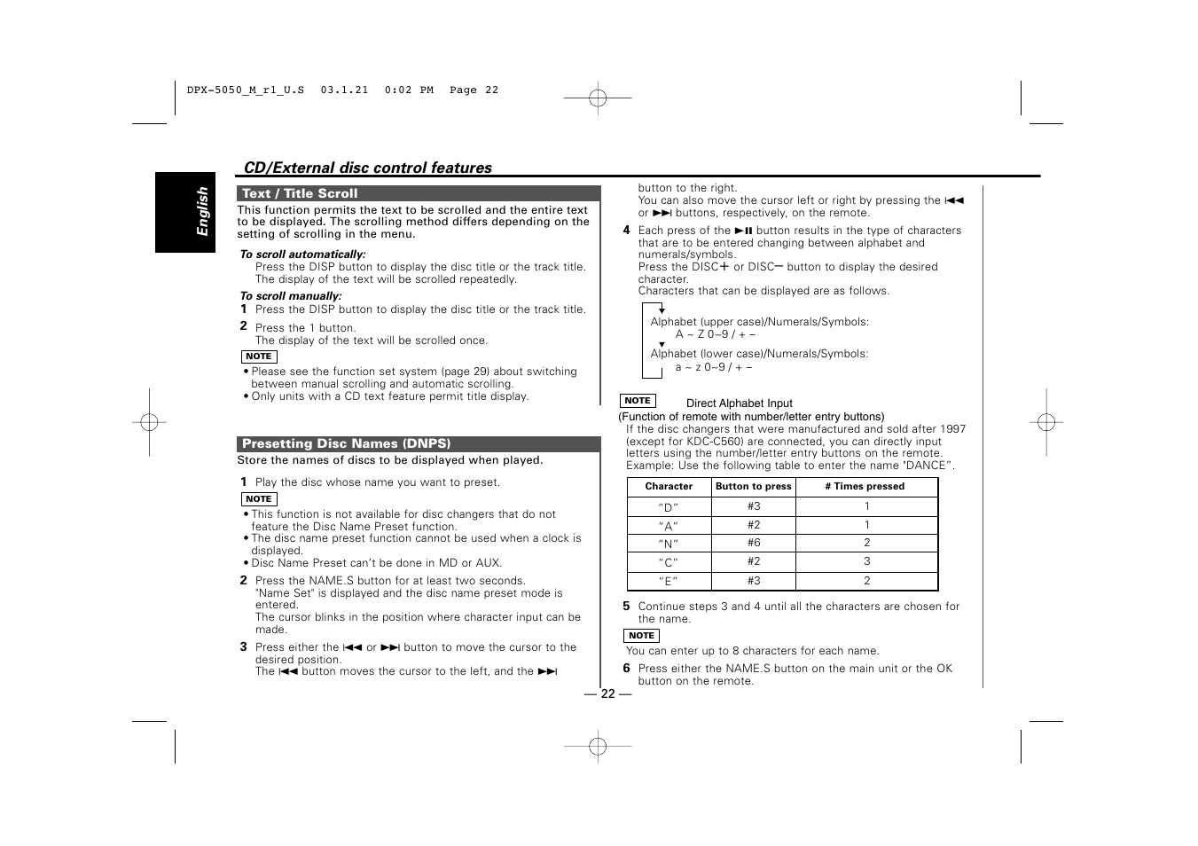 Kenwood DPX-4020 User Manual | Page 22 / 40