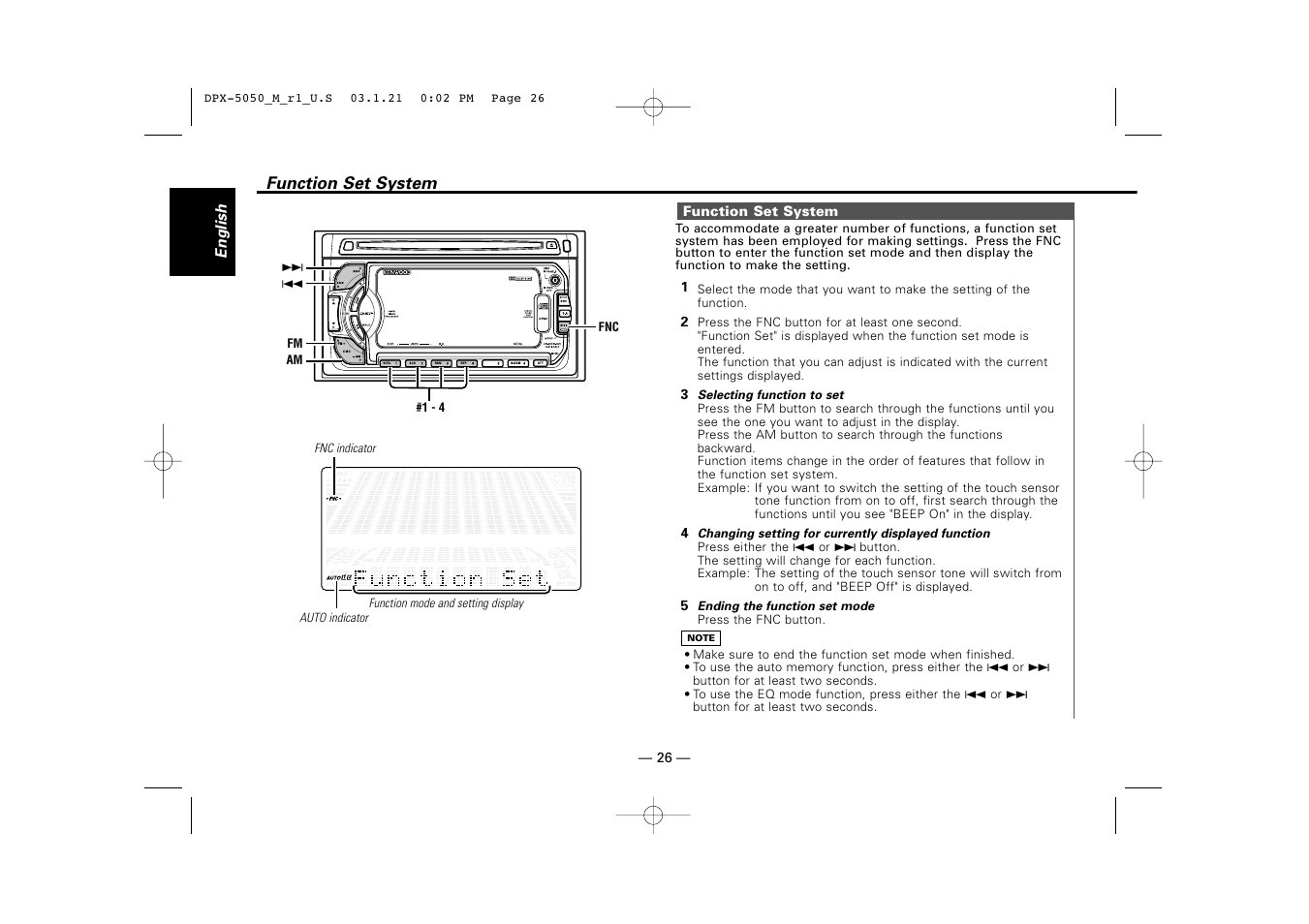 Function set system | Kenwood DPX-4020 User Manual | Page 26 / 40