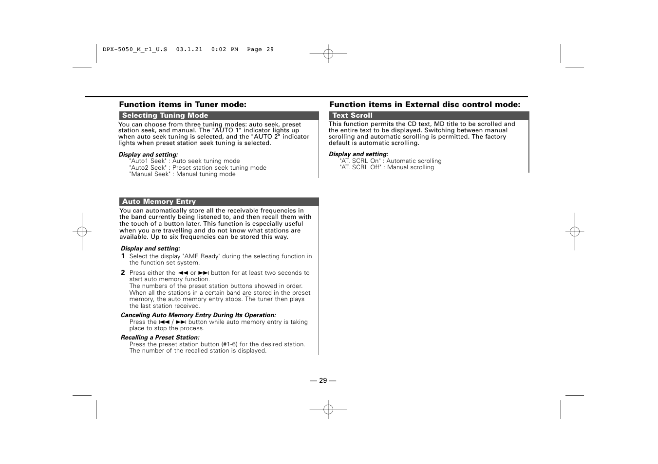 Kenwood DPX-4020 User Manual | Page 29 / 40