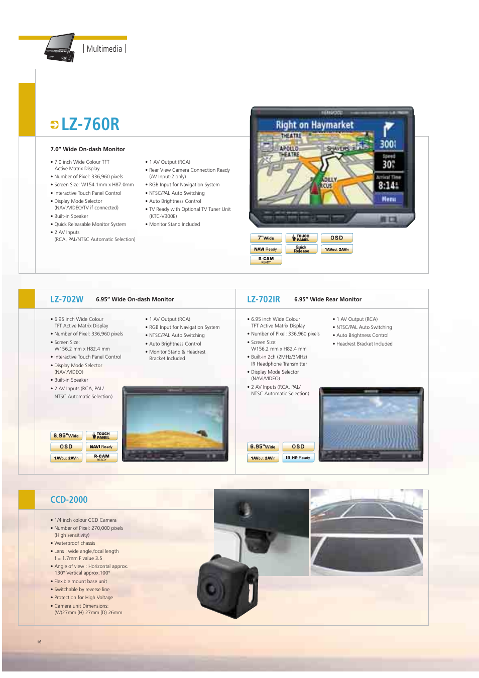 Lz-760r, Ccd-2000, Multimedia | Kenwood Car Entertainment System User Manual | Page 16 / 19
