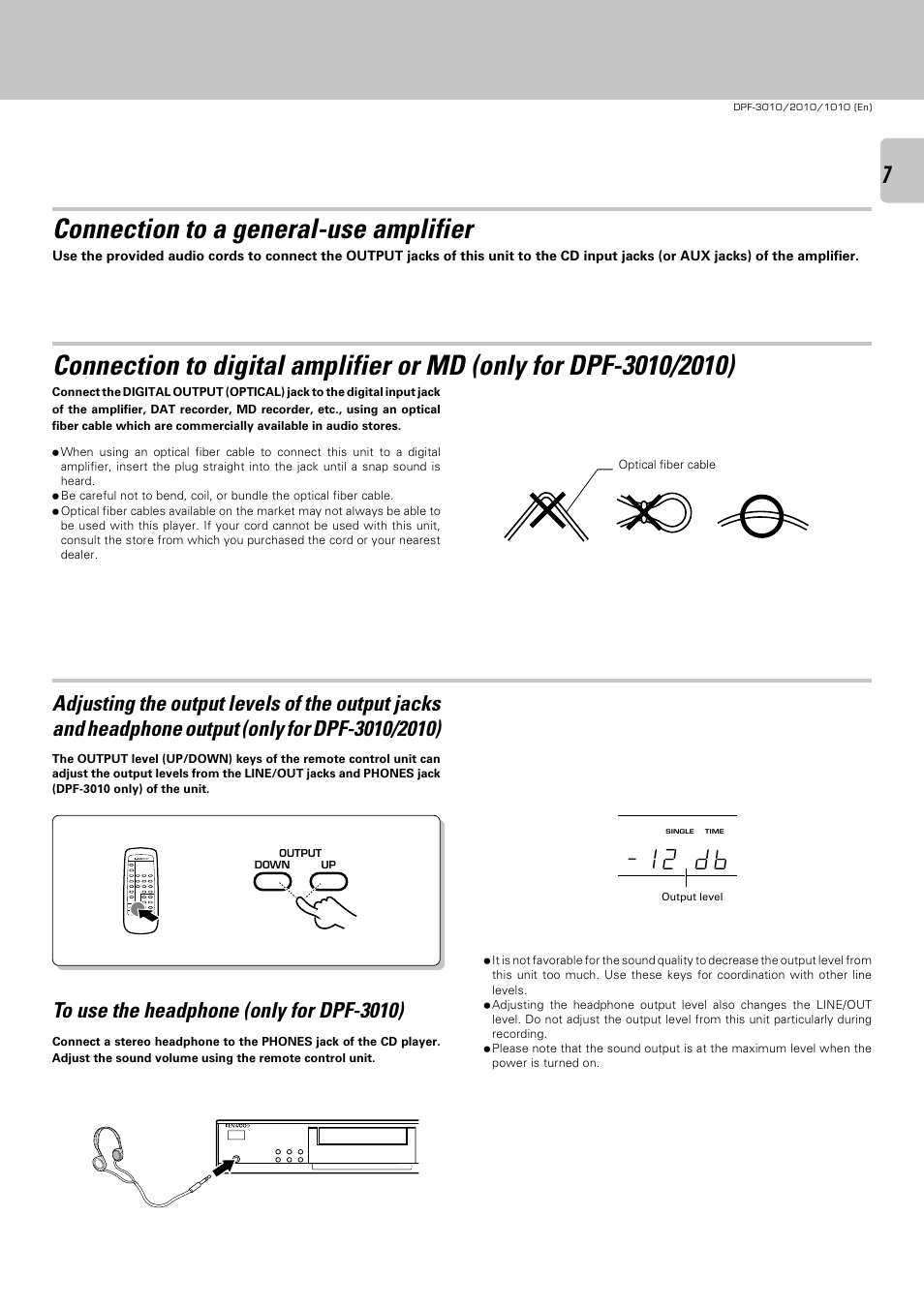 Connection to a general-use amplifier, 1 2 d b | Kenwood DPF-2010 User Manual | Page 7 / 24