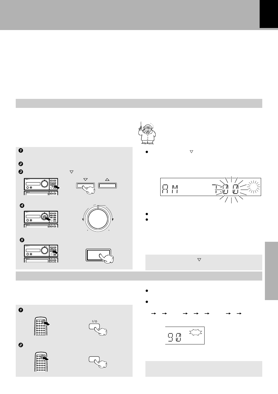 Timer operation, Operate easy to use timer (o.t.t.), Sleep timer | A m 7 ) ), Adjust the clock before setting the timer | Kenwood FM/AM Reciever R-SE7 User Manual | Page 45 / 56