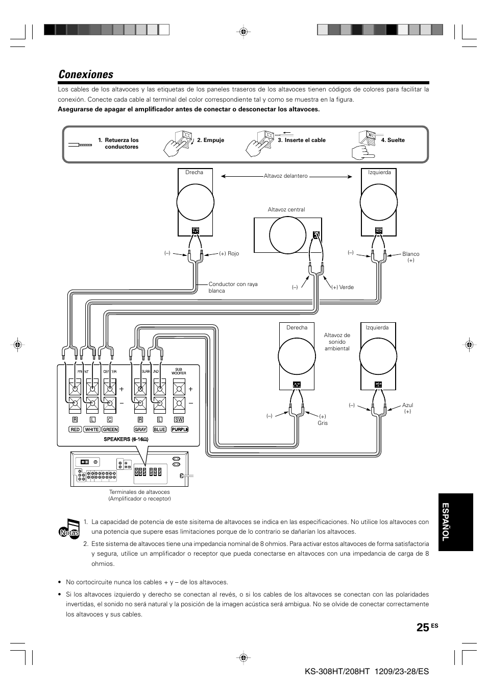 Conexiones, Esp añol | Kenwood KS-208HT User Manual | Page 25 / 28