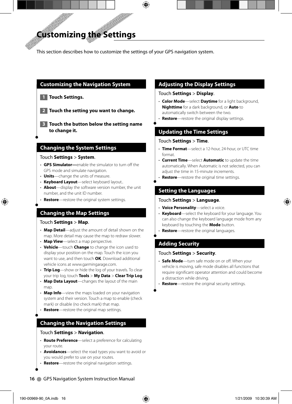 Customizing the settings | Kenwood DNX7340BT User Manual | Page 16 / 20