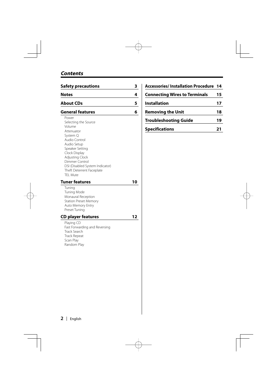 Kenwood KDC-2031SA/G User Manual | Page 2 / 24