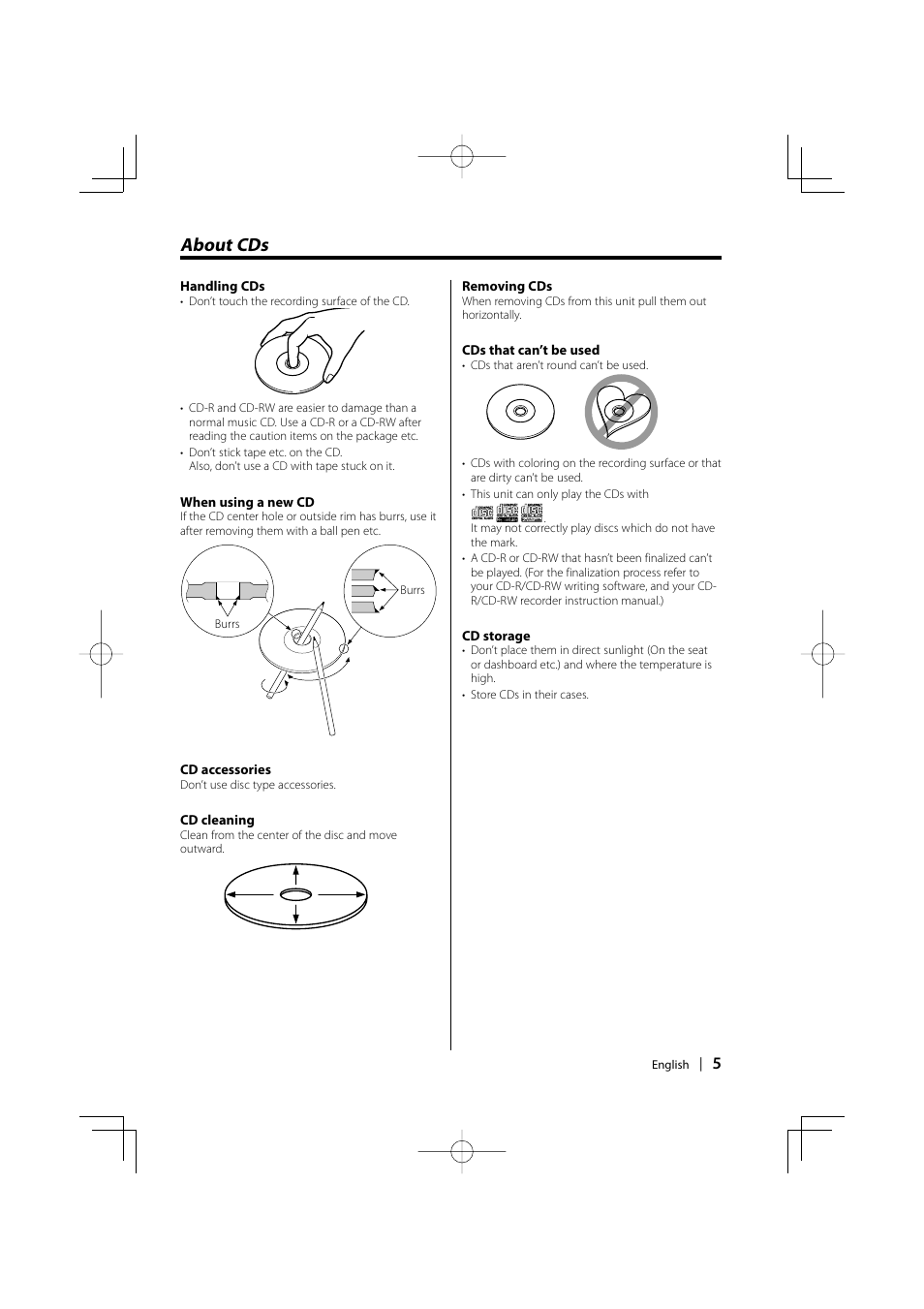 About cds | Kenwood KDC-2031SA/G User Manual | Page 5 / 24