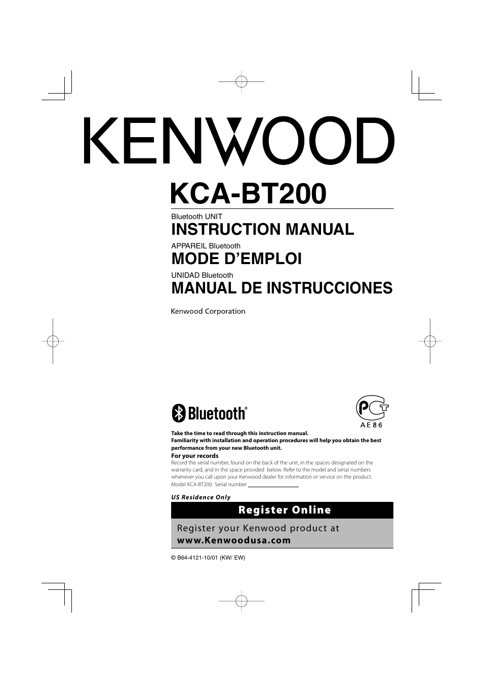 Kenwood KCA-BT200 User Manual | 80 pages