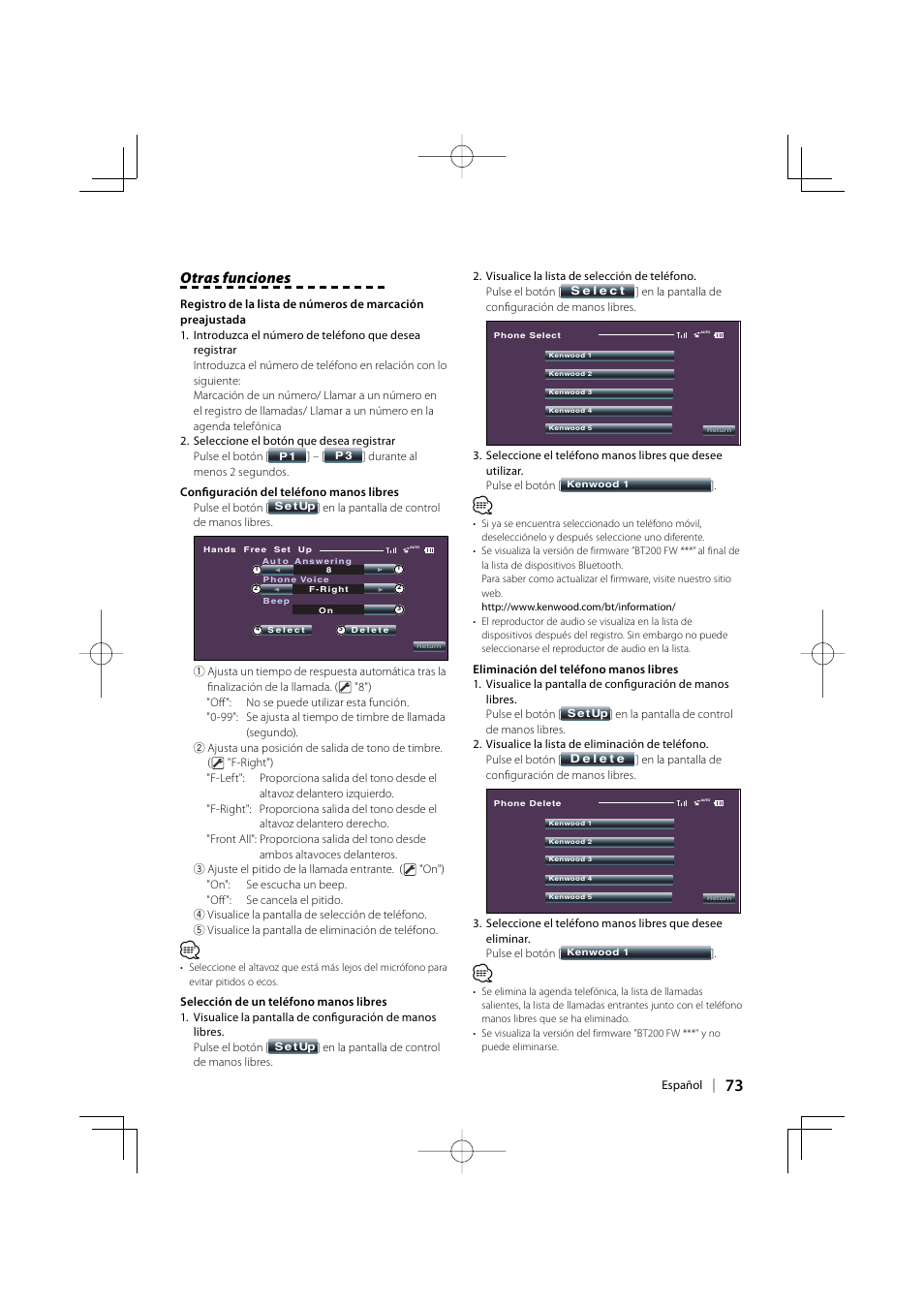 Otras funciones | Kenwood KCA-BT200 User Manual | Page 73 / 80