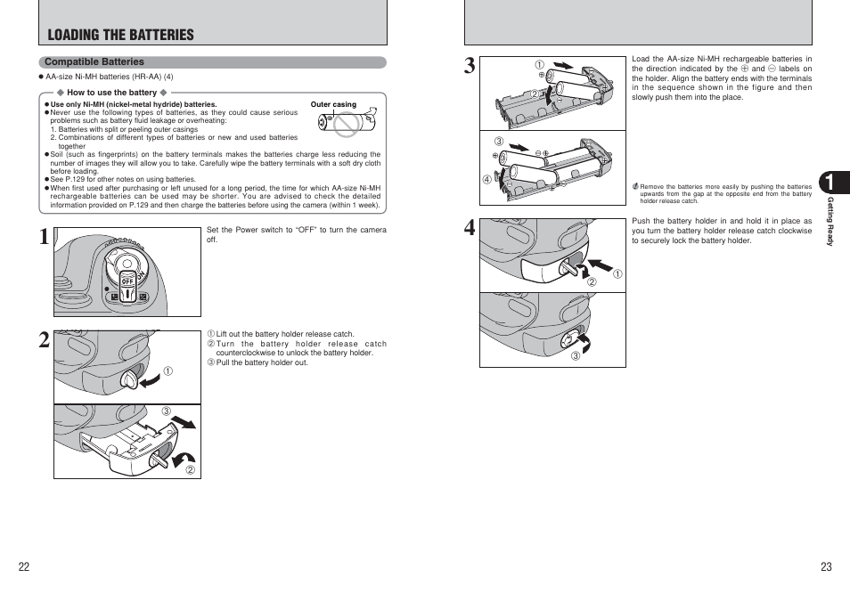 Loading the batteries | FujiFilm FinePix S3Pro User Manual | Page 12 / 73