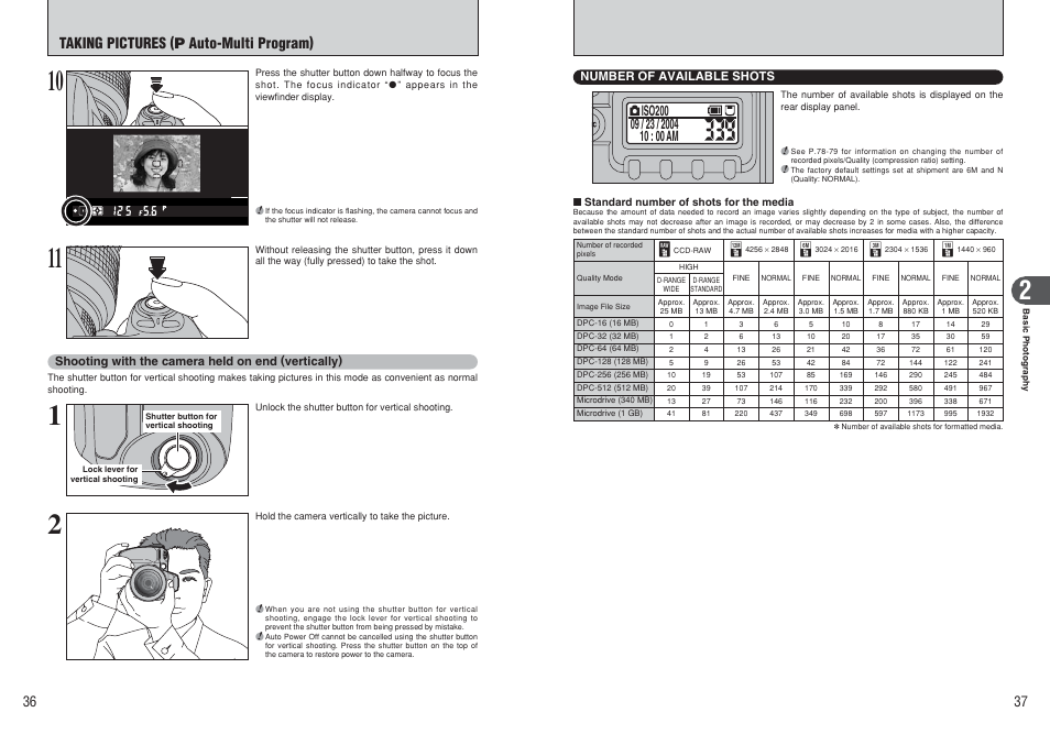 Taking pictures (p auto-multi program) | FujiFilm FinePix S3Pro User Manual | Page 19 / 73