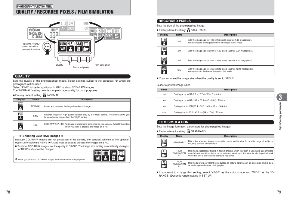 Quality / recorded pixels / film simulation, Iso200 | FujiFilm FinePix S3Pro User Manual | Page 40 / 73