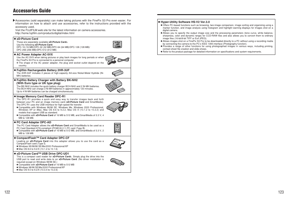 Accessories guide | FujiFilm FinePix S3Pro User Manual | Page 62 / 73