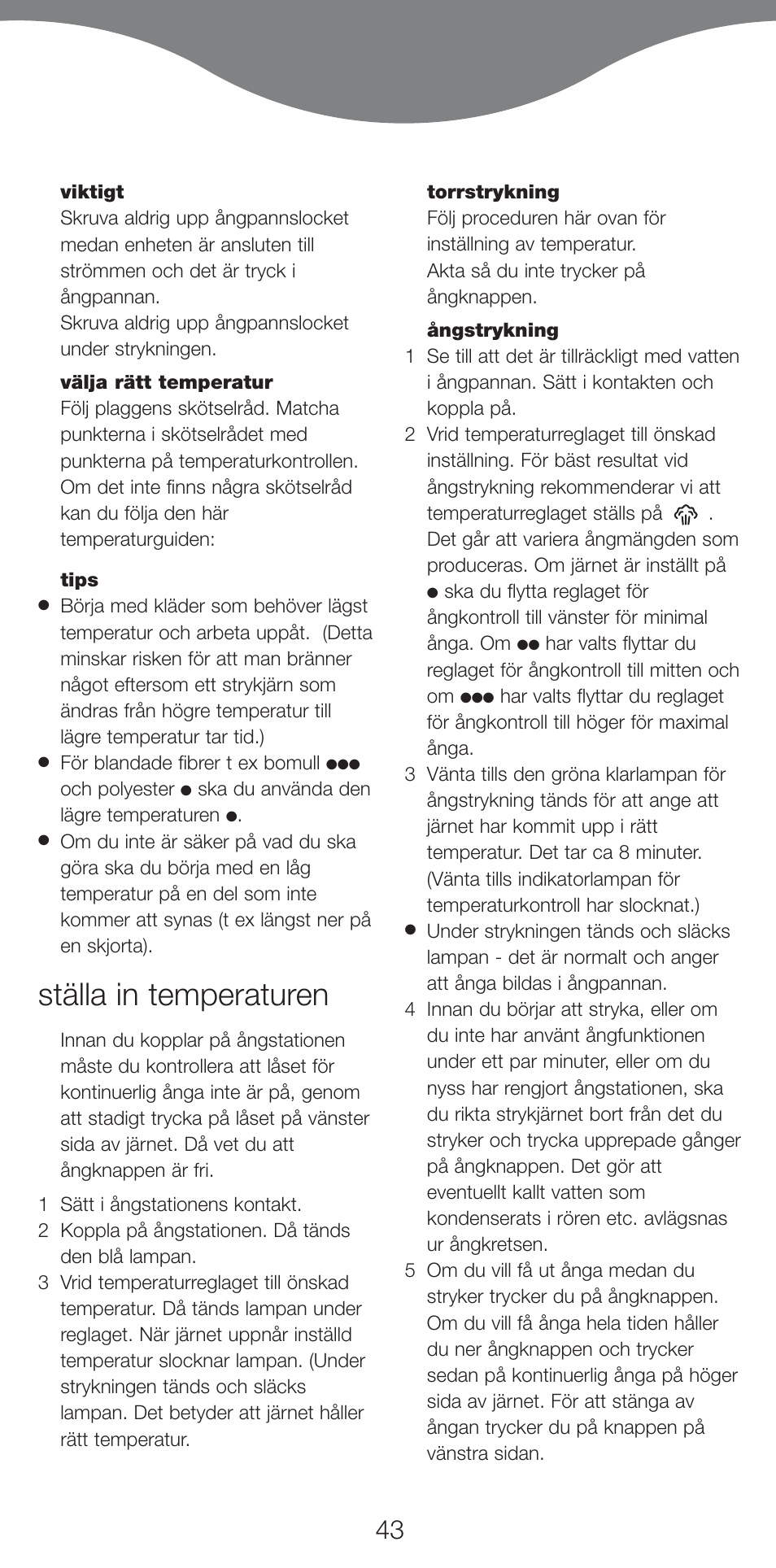 Ställa in temperaturen | Kenwood IC400 Series User Manual | Page 45 / 90