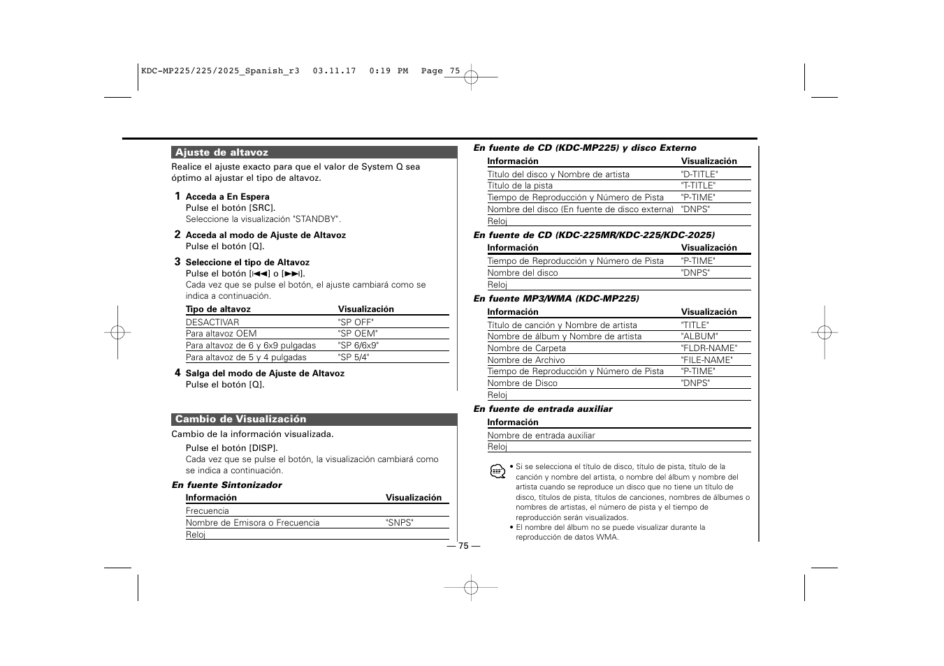 Kenwood KDC-2025 User Manual | Page 75 / 96