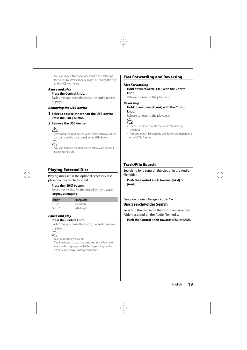 Kenwood DPX-MP2090U User Manual | Page 19 / 44