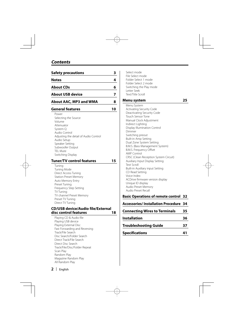 Kenwood DPX-MP2090U User Manual | Page 2 / 44