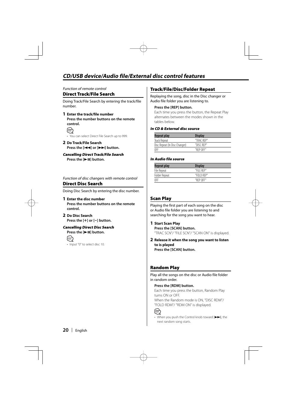Kenwood DPX-MP2090U User Manual | Page 20 / 44