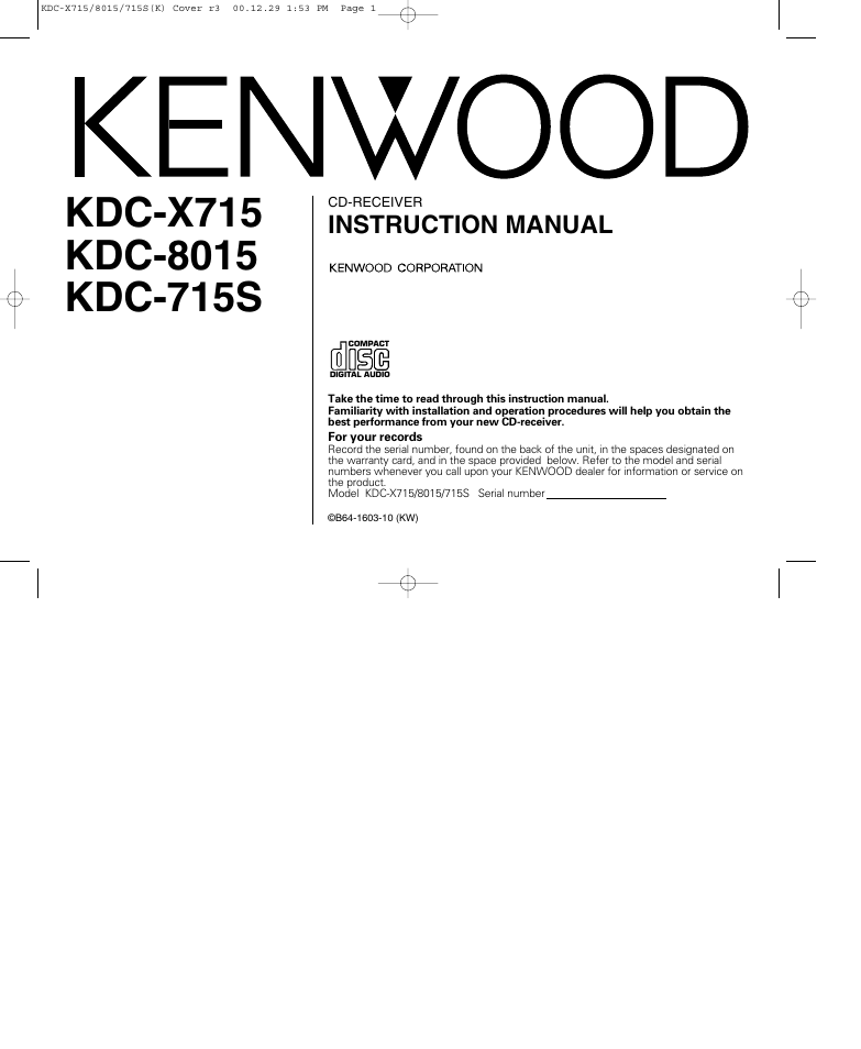 Kenwood 715S User Manual | 52 pages