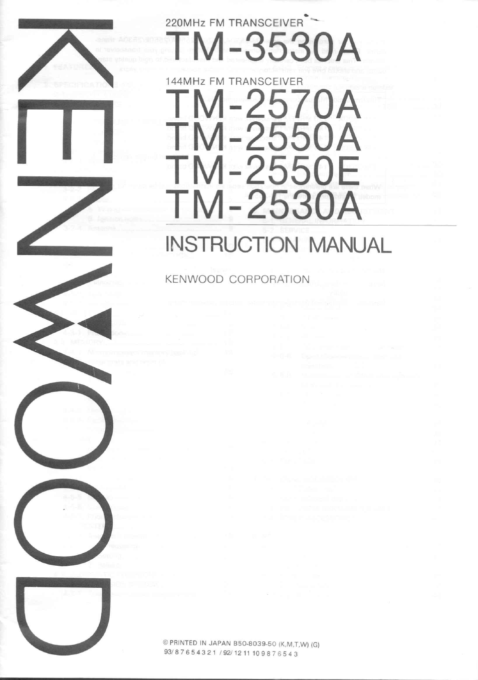 Kenwood TM-3530A User Manual | 47 pages