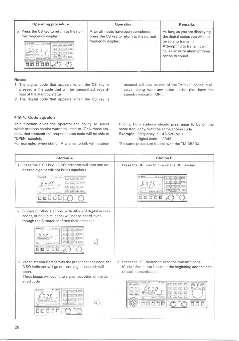 8-4. code squelch | Kenwood TM-3530A User Manual | Page 26 / 47