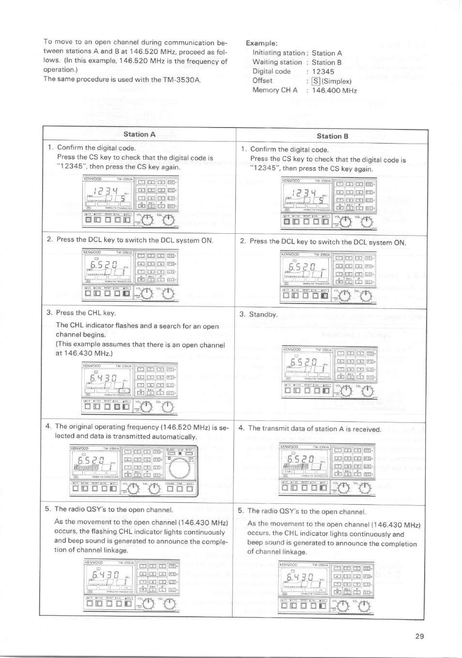 N □ on, O □ on, Noon | M5°5g0 m e m □aczia, Offt, Id □ do, No dc | Kenwood TM-3530A User Manual | Page 29 / 47