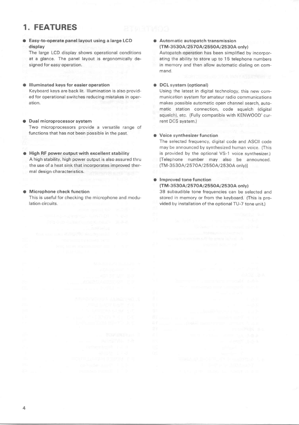 Features | Kenwood TM-3530A User Manual | Page 4 / 47