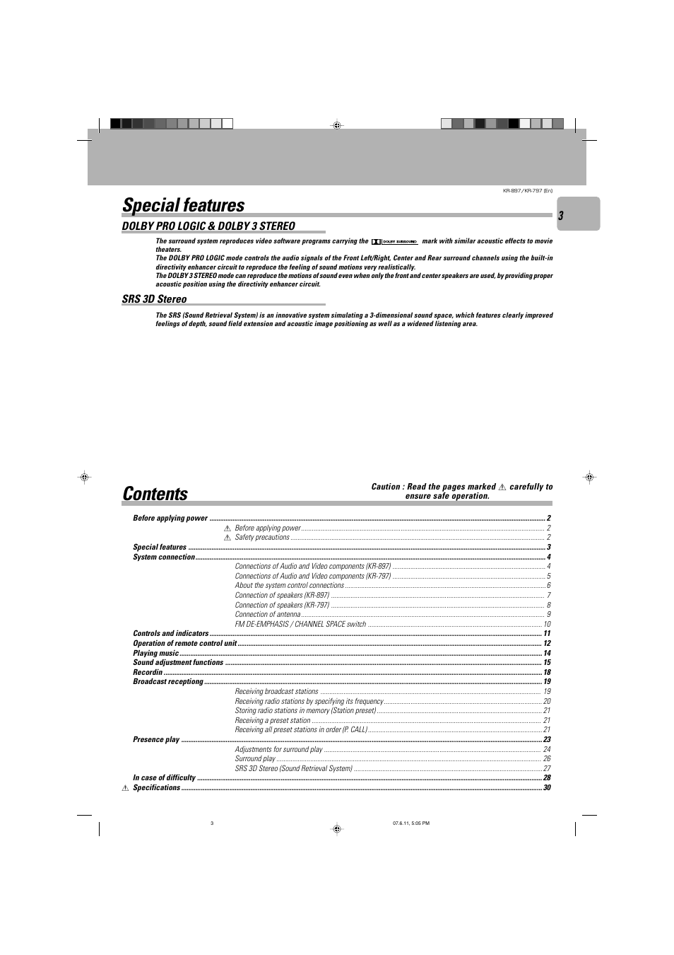 Kenwood KR-797 User Manual | Page 3 / 32