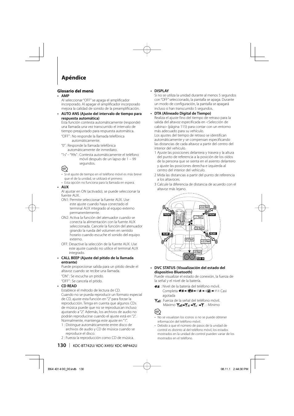 Apéndice | Kenwood KDC-BT742U User Manual | Page 130 / 140