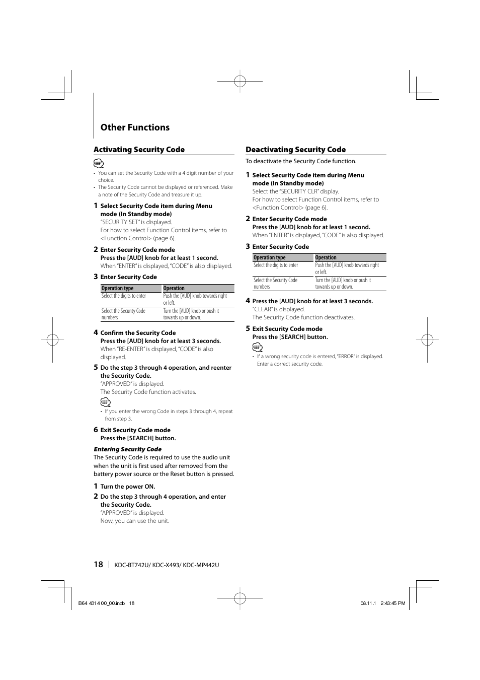 Other functions | Kenwood KDC-BT742U User Manual | Page 18 / 140