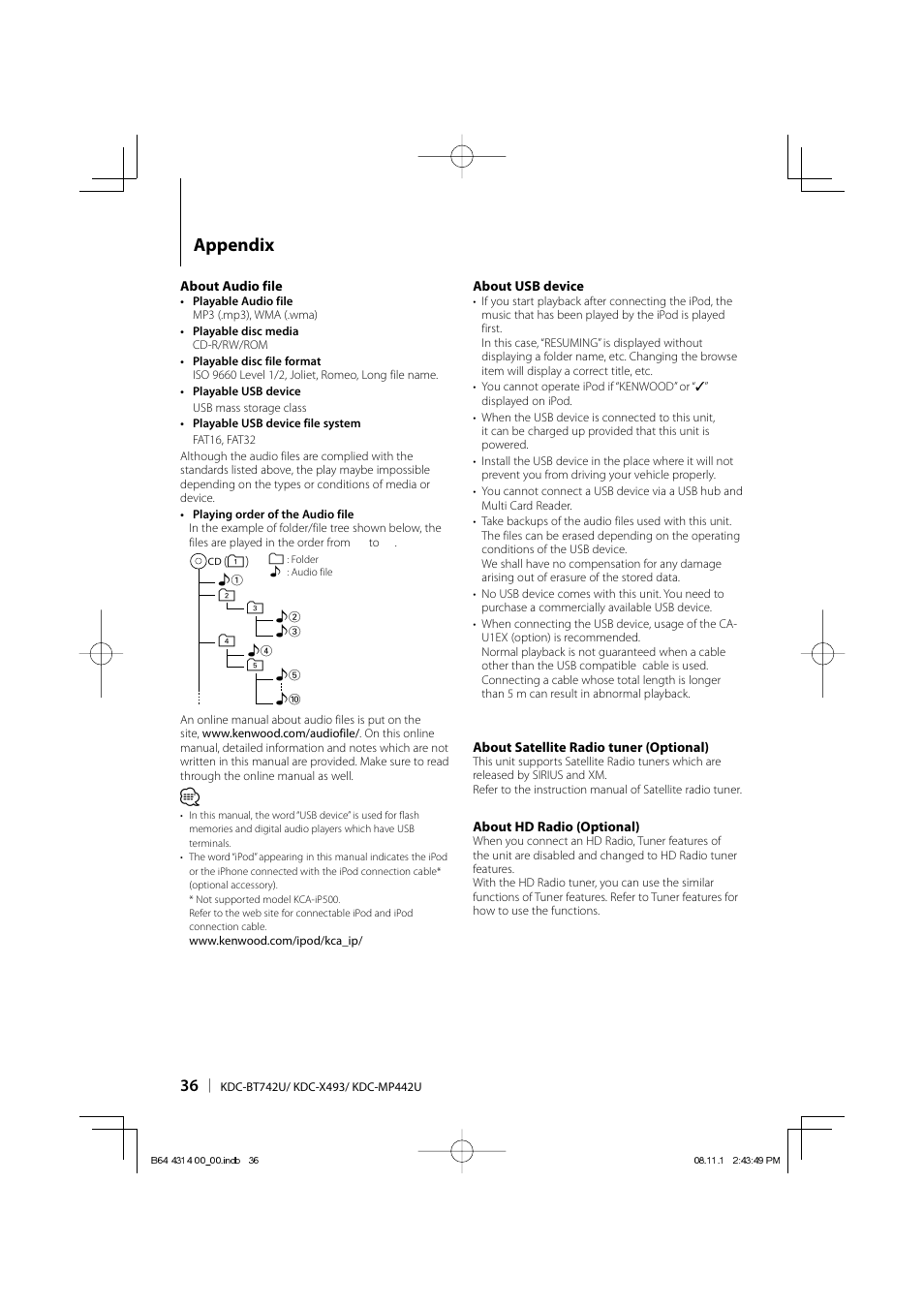 Appendix | Kenwood KDC-BT742U User Manual | Page 36 / 140