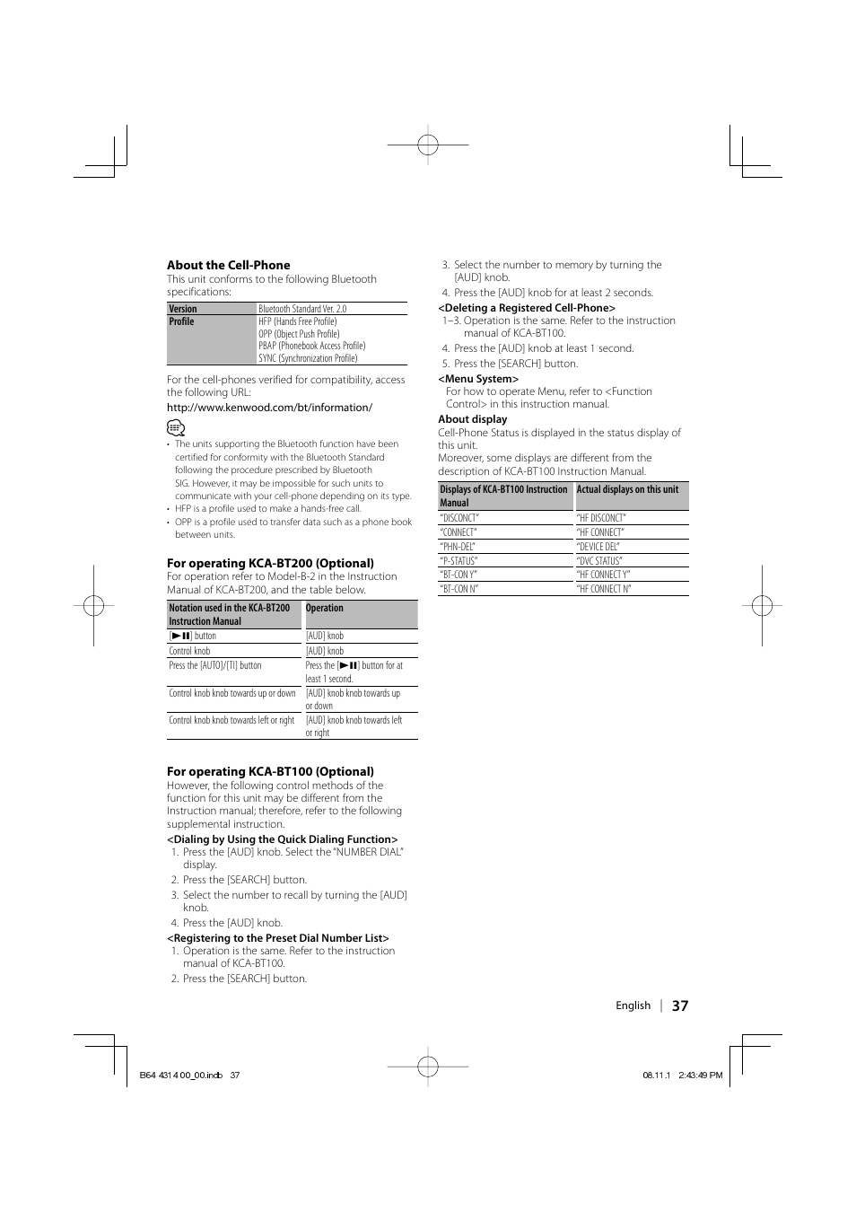 Kenwood KDC-BT742U User Manual | Page 37 / 140