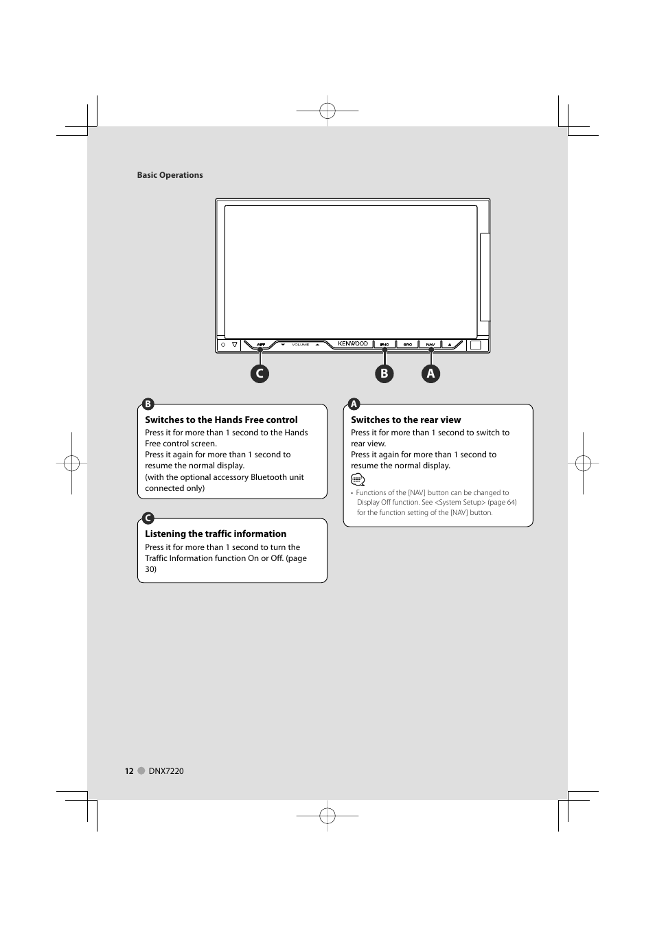 Ab c | Kenwood DNX7220 User Manual | Page 12 / 100
