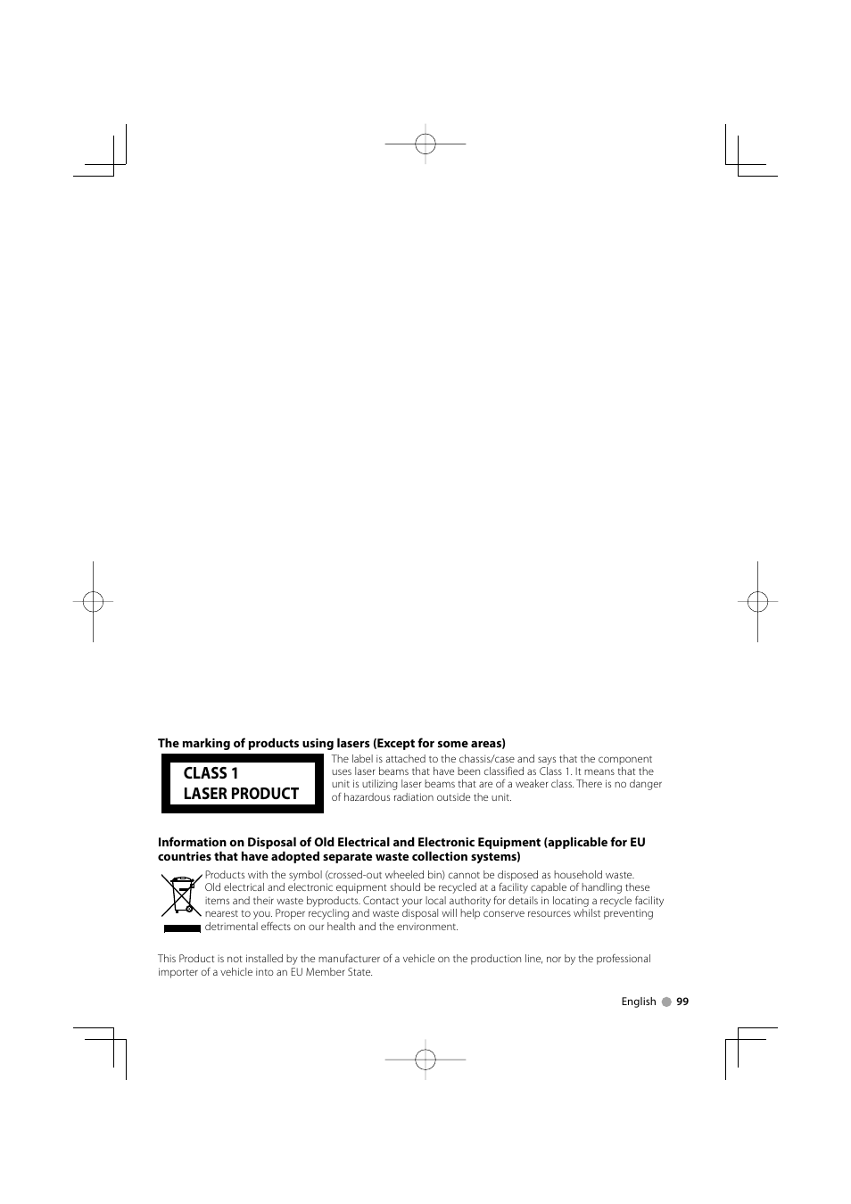 Class 1 laser product | Kenwood DNX7220 User Manual | Page 99 / 100