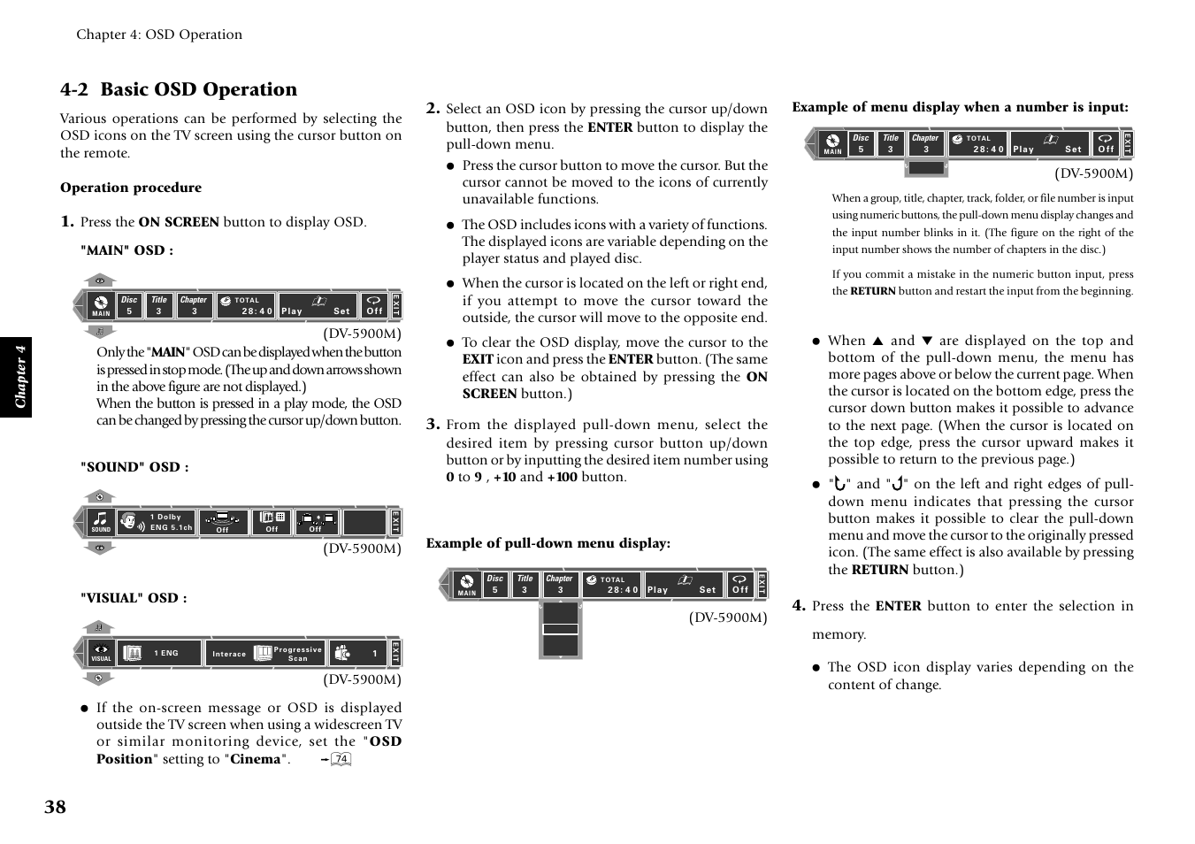 2 basic osd operation | Kenwood DV-5900M User Manual | Page 38 / 96