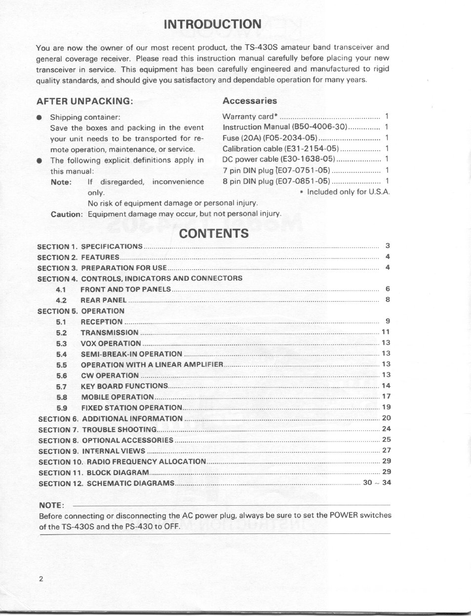 Kenwood TS-430S User Manual | Page 2 / 38