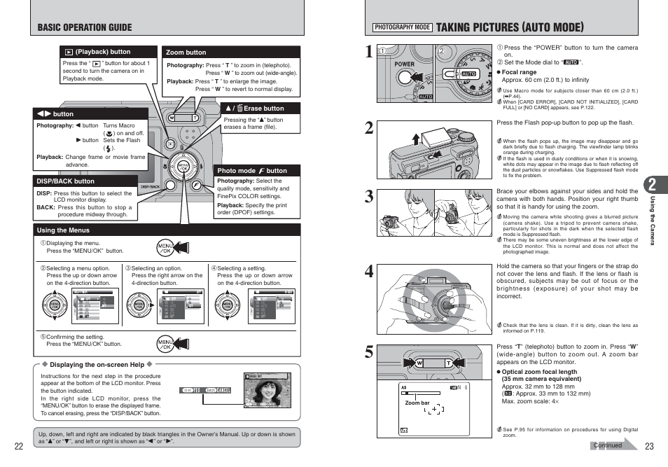 Taking pictures (auto mode), Basic operation guide | FujiFilm FinePix E900 User Manual | Page 12 / 69