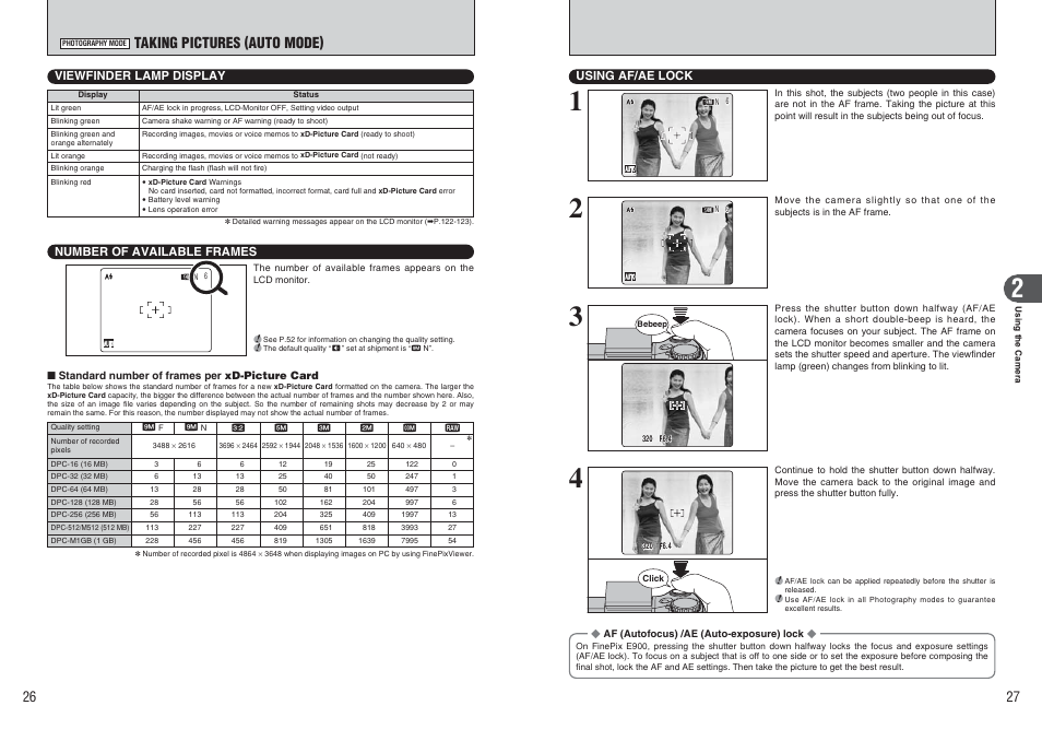 Taking pictures (auto mode) | FujiFilm FinePix E900 User Manual | Page 14 / 69