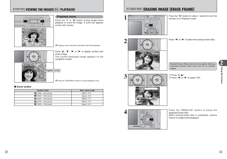Erasing image (erase frame), Viewing the images ( w playback) | FujiFilm FinePix E900 User Manual | Page 17 / 69