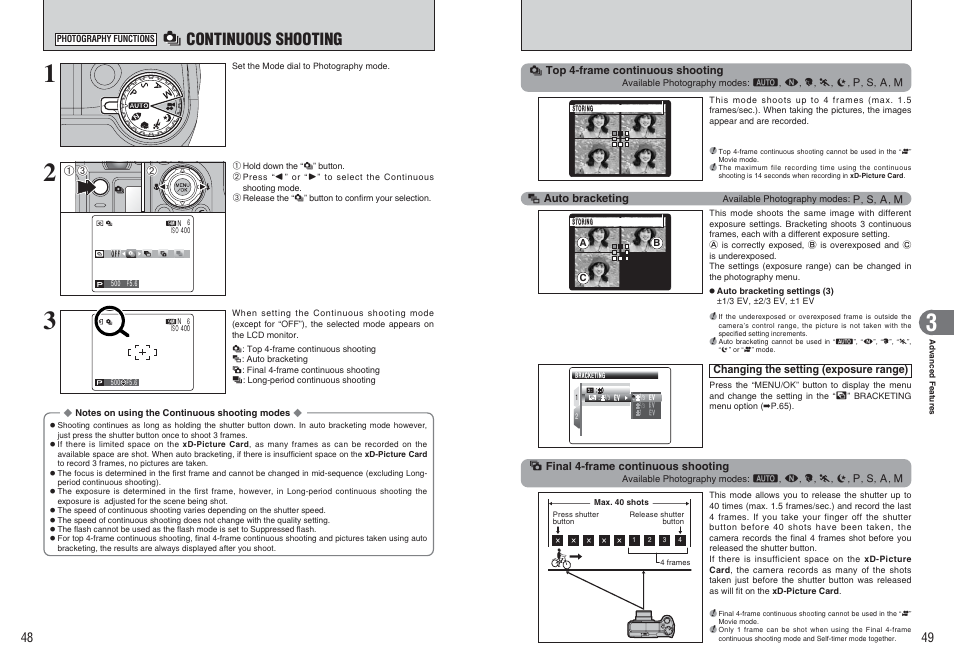 F continuous shooting | FujiFilm FinePix E900 User Manual | Page 25 / 69