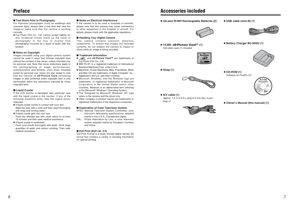 Preface, Accessories included | FujiFilm FinePix E900 User Manual | Page 4 / 69