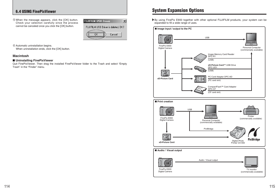 System expansion options, 4 using finepixviewer | FujiFilm FinePix E900 User Manual | Page 58 / 69