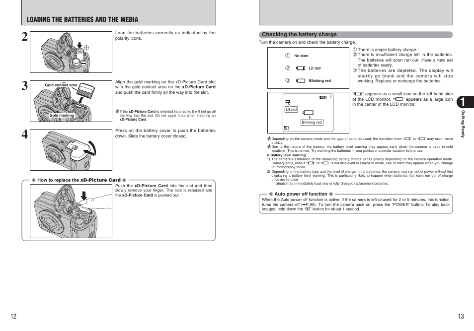 Loading the batteries and the media | FujiFilm FinePix E900 User Manual | Page 7 / 69